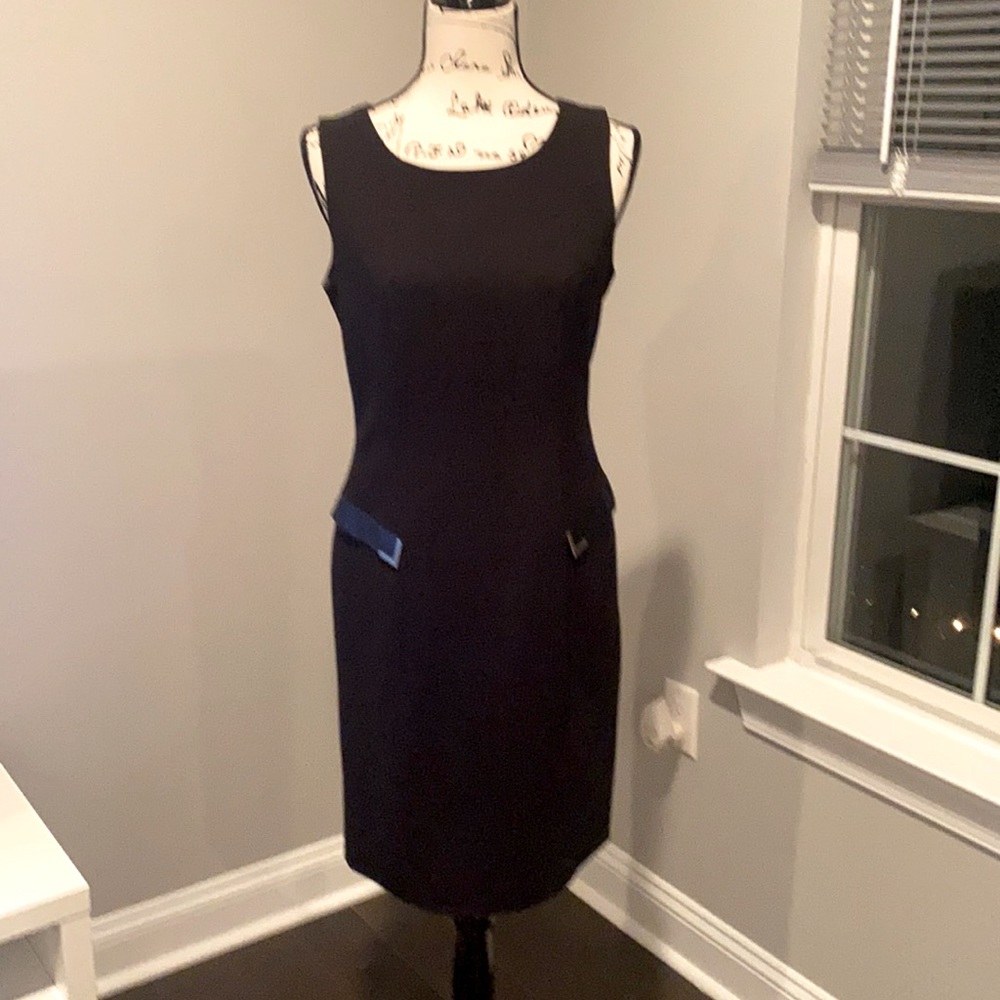 Calvin Klein size 8 black dress w gold accents